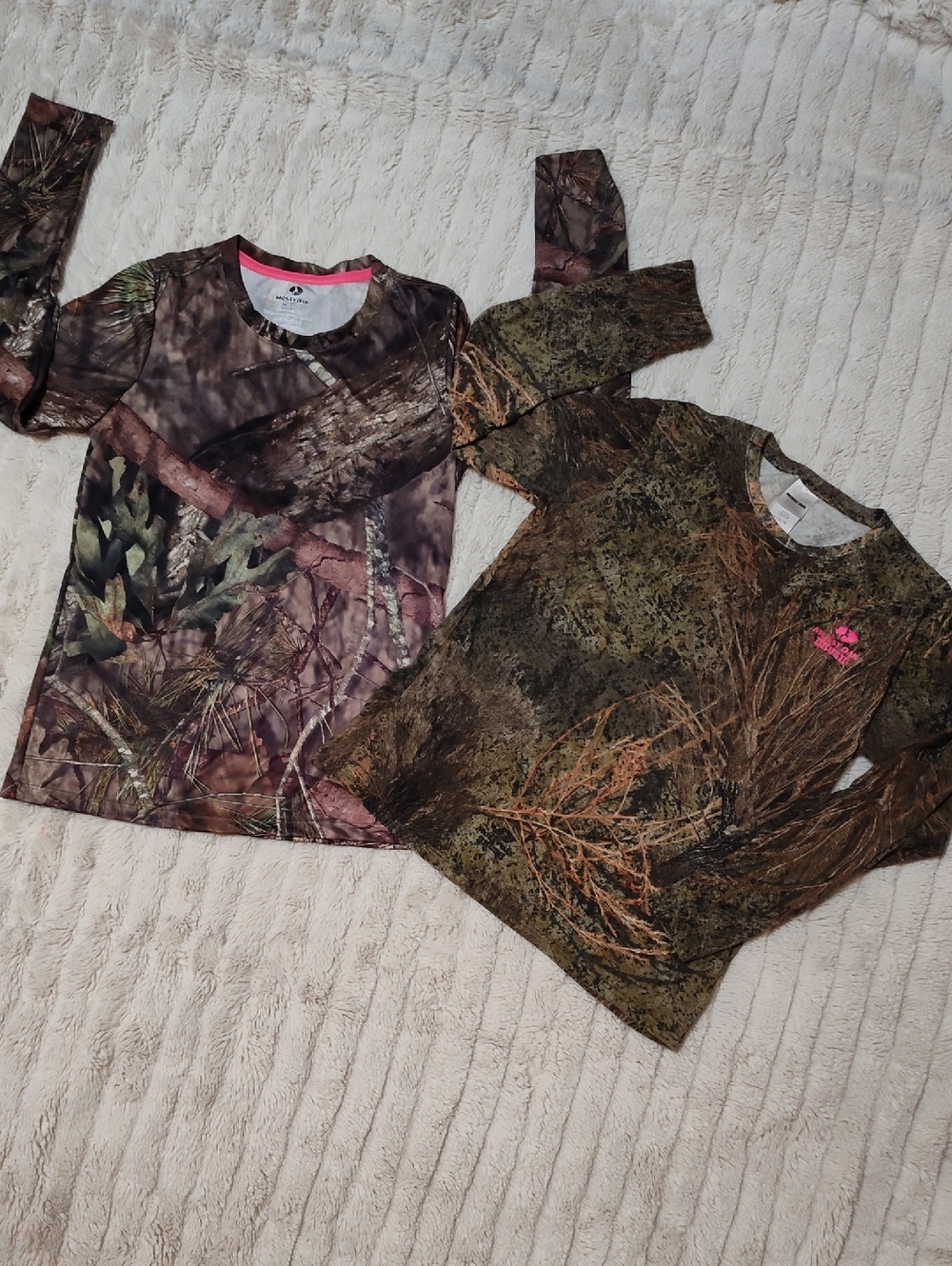 Mossy Oak Kids Long Sleeve Camo Shirts with Pink Accent Bundle